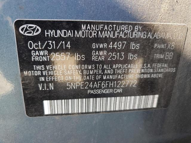 5NPE24AF6FH122772 - 2015 HYUNDAI SONATA SE TEAL photo 12