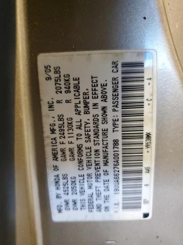 19UUA66276A001788 - 2006 ACURA 3.2TL GOLD photo 12