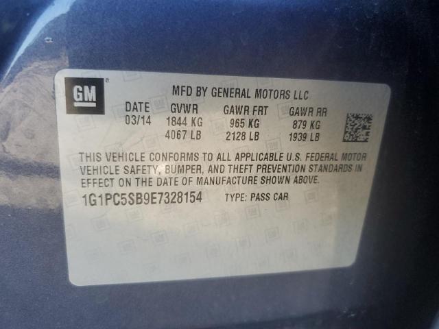 1G1PC5SB9E7328154 - 2014 CHEVROLET CRUZE LT CHARCOAL photo 12