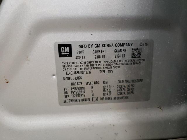 KL4CJASB5GB712737 - 2016 BUICK ENCORE SILVER photo 13