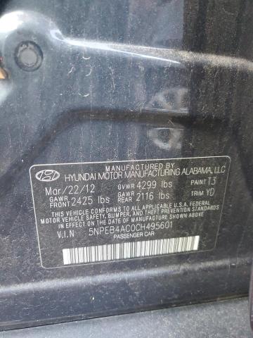 5NPEB4AC0CH495601 - 2012 HYUNDAI SONATA GLS BLUE photo 12