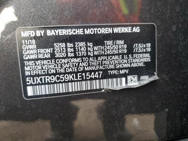 5UXTR9C59KLE15447 - 2019 BMW X3 XDRIVE30I GRAY photo 13