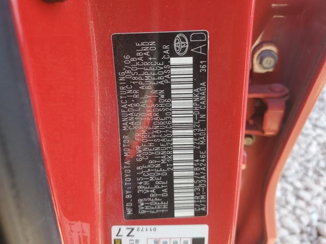 2T1KR32E07C630206 - 2007 TOYOTA COROLLA MA XR RED photo 12