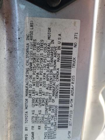 5TETX22N47Z346608 - 2007 TOYOTA TACOMA ACCESS CAB ვერცხლისფერი ფოტო 12