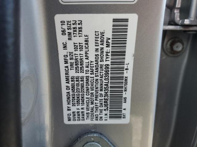 5J6RE3H35AL039699 - 2010 HONDA CR-V LX SILVER photo 14