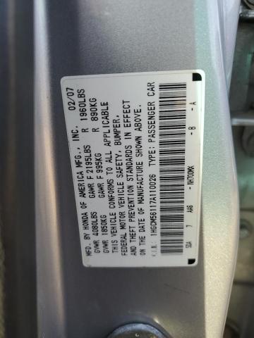 1HGCM56117A110026 - 2007 HONDA ACCORD VALUE SILVER photo 12