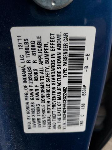 19XFB2F96CE322482 - 2012 HONDA CIVIC EXL 蓝色 照片 12