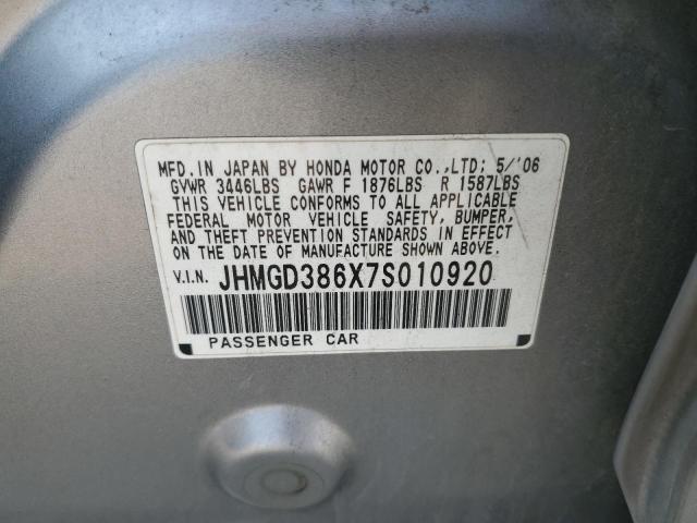 JHMGD386X7S010920 - 2007 HONDA FIT S 银色 照片 12