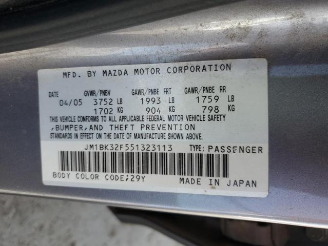 JM1BK32F551323113 - 2005 MAZDA 3 I GRAY photo 12