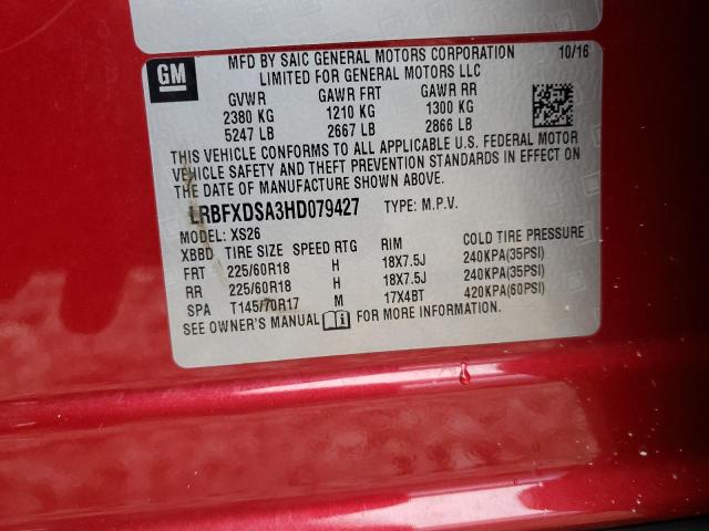 LRBFXDSA3HD079427 - 2017 BUICK ENVISION ESSENCE BURGUNDY photo 12