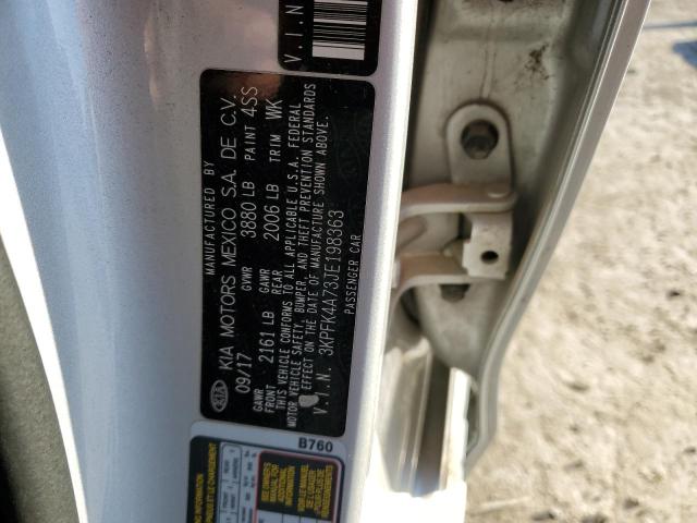 3KPFK4A73JE198363 - 2018 KIA FORTE LX SILVER photo 12