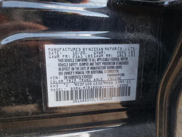 3N1AB8DV2LY306052 - 2020 NISSAN SENTRA SR BLACK photo 12