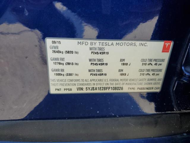 5YJSA1E28FF108026 - 2015 TESLA MODEL S 蓝色 照片 13