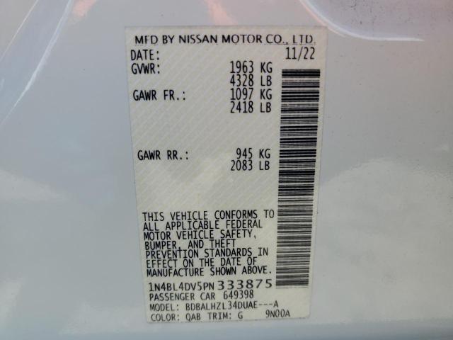 1N4BL4DV5PN333875 - 2023 NISSAN ALTIMA SV WHITE photo 13