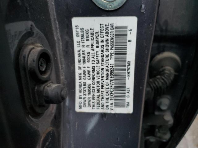 19XFC2F77GE095241 - 2016 HONDA CIVIC EX GRAY photo 12