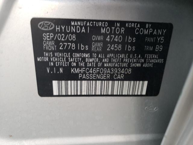 KMHFC46F09A393408 - 2009 HYUNDAI AZERA SE SILVER photo 12