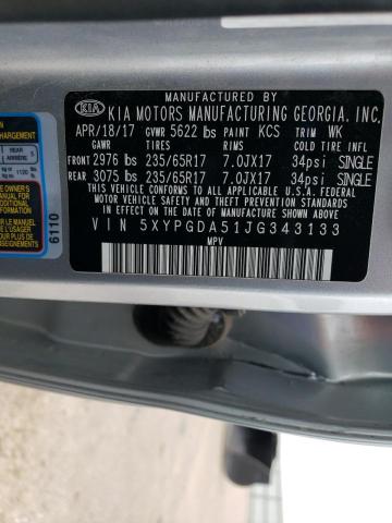 5XYPGDA51JG343133 - 2018 KIA SORENTO LX SILVER photo 13