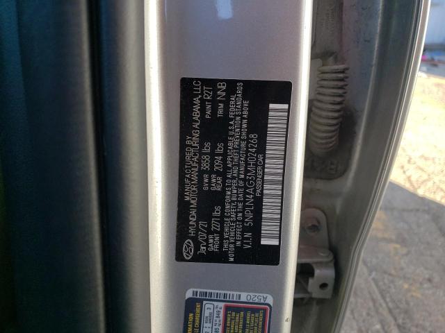 5NPLN4AG3MH024268 - 2021 HYUNDAI ELANTRA SEL GRAY photo 12