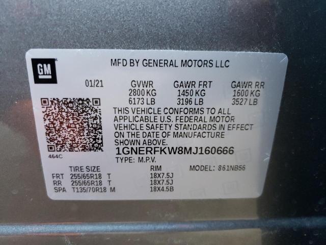 1GNERFKW8MJ160666 - 2021 CHEVROLET TRAVERSE LS GRAY photo 13