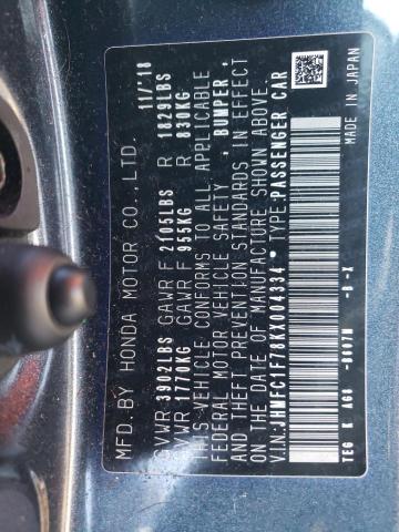 JHMFC1F78KX004334 - 2019 HONDA CIVIC EXL Qara foto 12