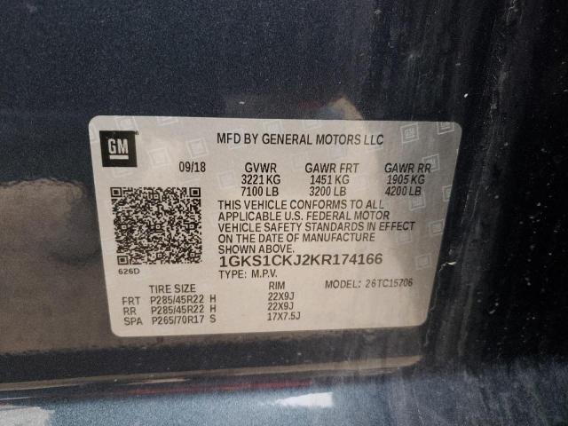 1GKS1CKJ2KR174166 - 2019 GMC YUKON DENALI GRAY photo 13