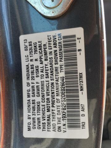 19XFB2F52DE026048 - 2013 HONDA CIVIC LX CHARCOAL photo 12