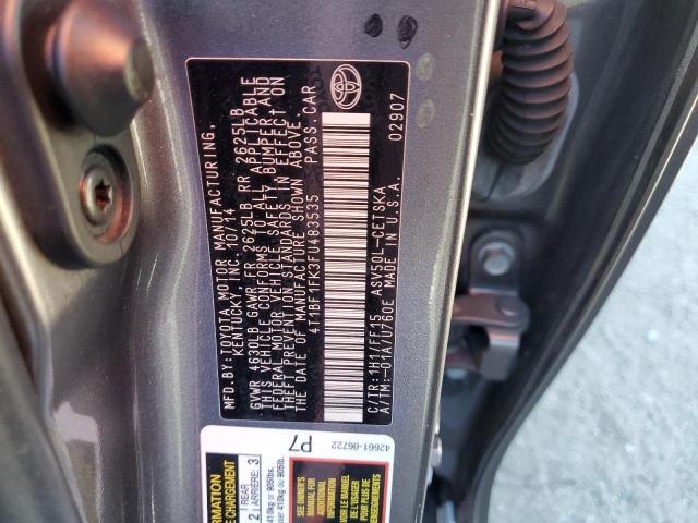 4T1BF1FK3FU483535 - 2015 TOYOTA CAMRY SE LE Gri fotoğraf 12