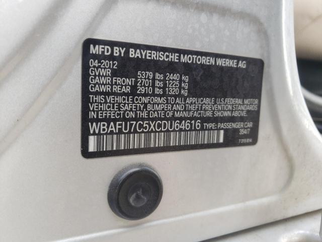 WBAFU7C5XCDU64616 - 2012 BMW 535 XI SILVER photo 13