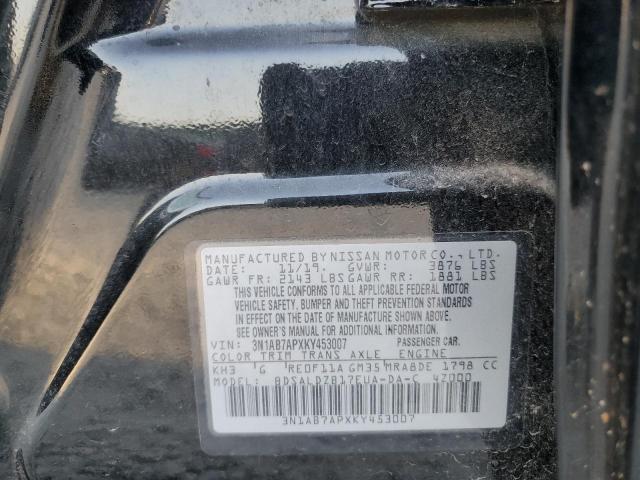 3N1AB7APXKY453007 - 2019 NISSAN SENTRA S BLACK photo 12