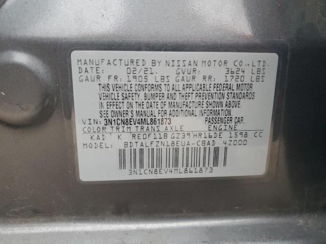 3N1CN8EV4ML861873 - 2021 NISSAN VERSA SV GRAY photo 12