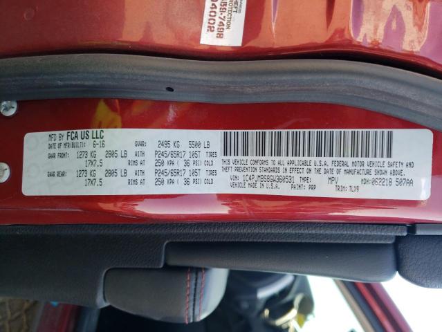 1C4PJMBS8GW360531 - 2016 JEEP CHEROKEE TRAILHAWK 红色 照片 13