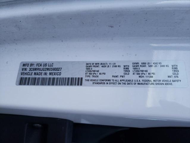 3C6MRVJG2ME590027 - 2021 RAM PROMASTER 3500 HIGH თეთრი ფოტო 14