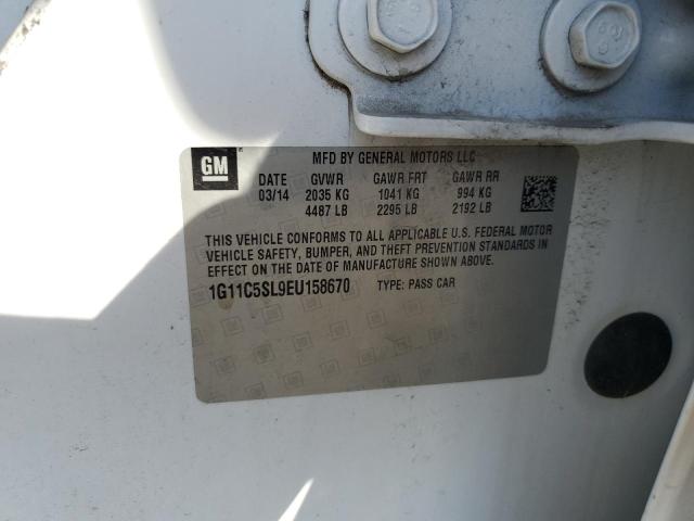 1G11C5SL9EU158670 - 2014 CHEVROLET MALIBU 1LT WHITE photo 12