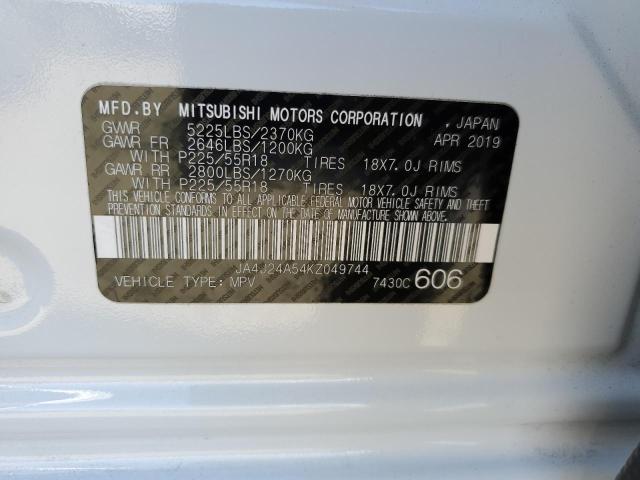 JA4J24A54KZ049744 - 2019 MITSUBISHI OUTLANDER SEL WHITE photo 14