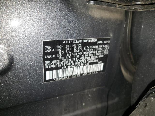 4S4WMACD5L3411668 - 2020 SUBARU ASCENT PREMIUM GRAY photo 13