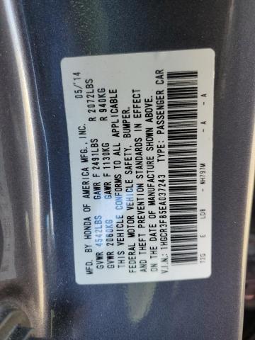 1HGCR3F85EA037243 - 2014 HONDA ACCORD EXL GRAY photo 12