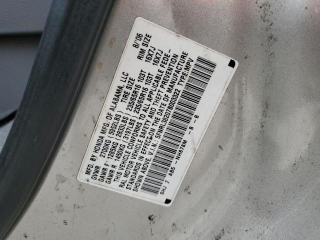 5FNRL38207B003322 - 2007 HONDA ODYSSEY LX SILVER photo 12