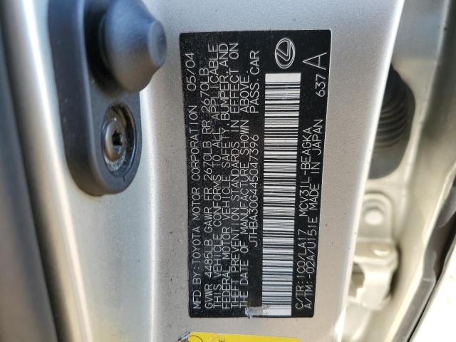 JTHBA30G445047396 - 2004 LEXUS ES 330 SILVER photo 12