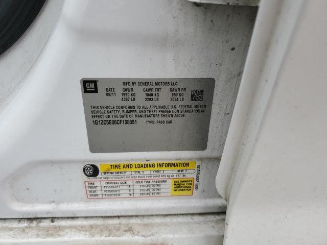 1G1ZC5E06CF138351 - 2012 CHEVROLET MALIBU 1LT WHITE photo 13