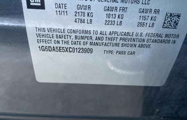 1G6DA5E5XC0123909 - 2012 CADILLAC CTS GRAY photo 10