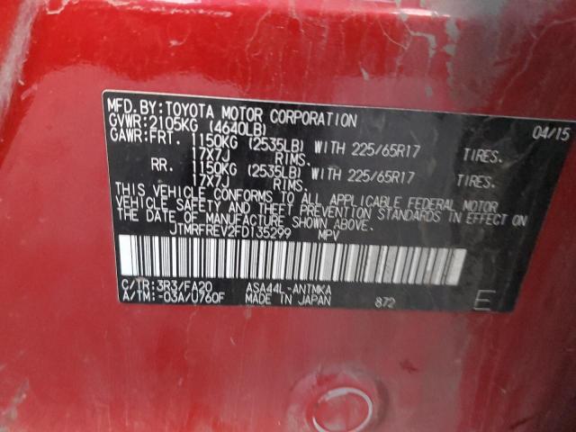 JTMRFREV2FD135299 - 2015 TOYOTA RAV4 XLE RED photo 13