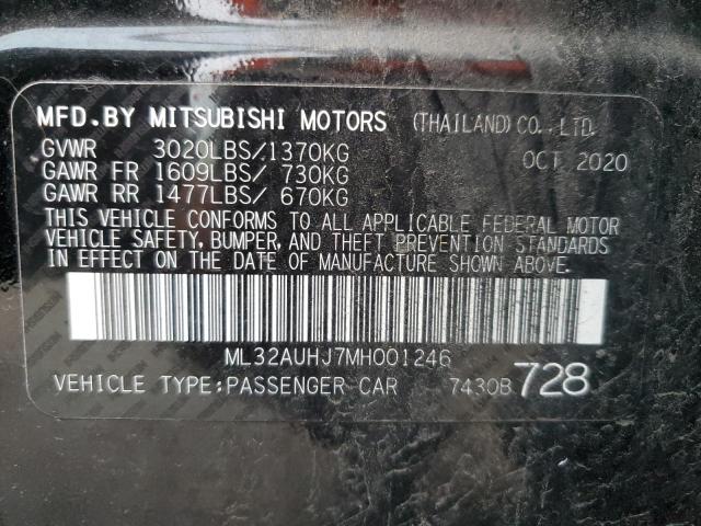 ML32AUHJ7MH001246 - 2021 MITSUBISHI MIRAGE ES BLACK photo 12