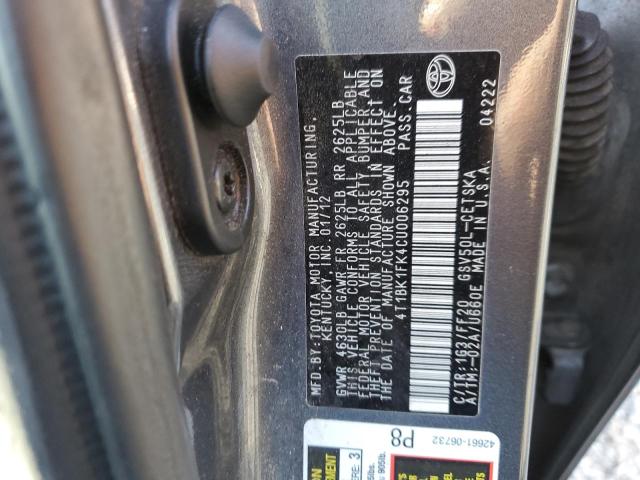 4T1BK1FK4CU006295 - 2012 TOYOTA CAMRY SE GRAY photo 12