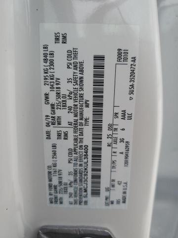 5LMCJ3C92KUL38400 - 2019 LINCOLN MKC RESERVE თეთრი ფოტო 13