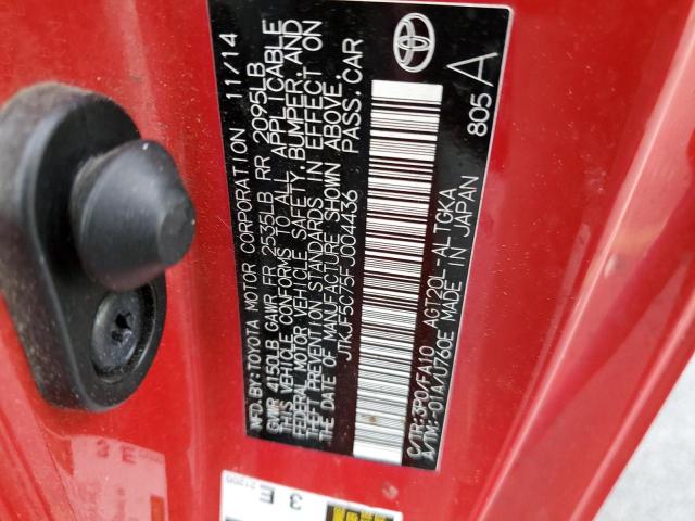 JTKJF5C75FJ004436 - 2015 TOYOTA SCION TC 红色 照片 12