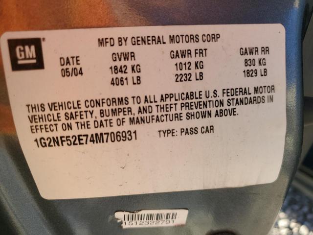 1G2NF52E74M706931 - 2004 PONTIAC GRAND AM SE1 GRAY photo 12