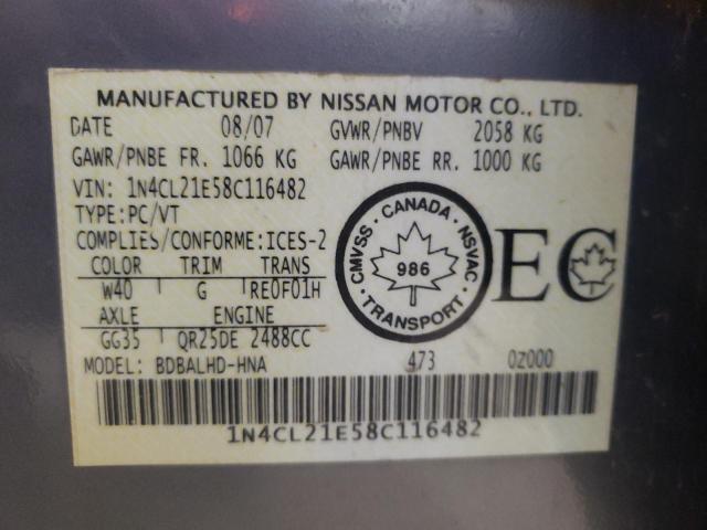 1N4CL21E58C116482 - 2008 NISSAN ALTIMA HYBRID GRAY photo 13