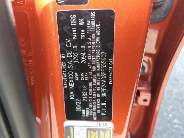 3KPF24AD8PE555907 - 2023 KIA FORTE LX ORANGE photo 12