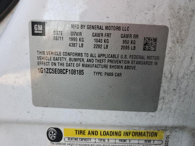 1G1ZC5E08CF108185 - 2012 CHEVROLET MALIBU 1LT Ақ фото 12