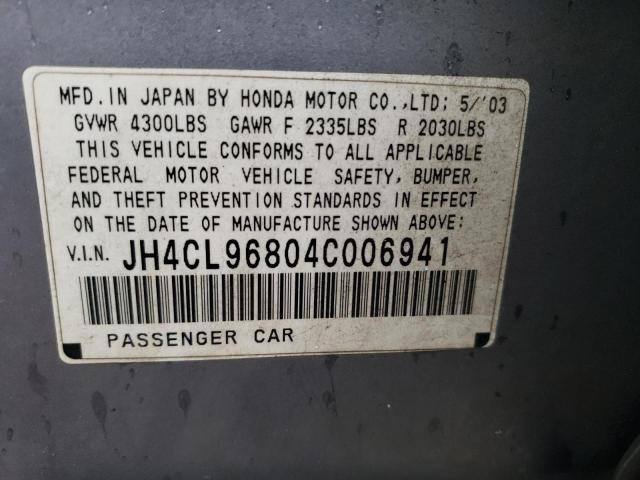 JH4CL96804C006941 - 2004 ACURA TSX BLUE photo 13